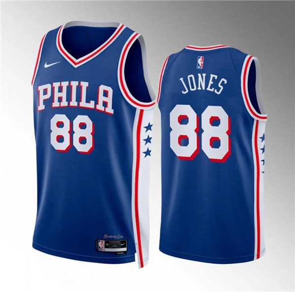 Mens Philadelphia 76ers #88 Kai Jones Royal Icon Edition Stitched Jersey Dzhi->philadelphia 76ers->NBA Jersey